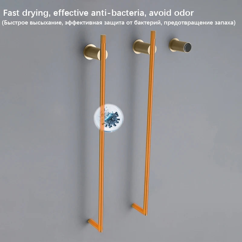 2025 Brushed Gold Bathroom Electric Bath Towel Rack Smart Temperature Time Control Towel Warmer Hidden Wires Heated Towel Rail