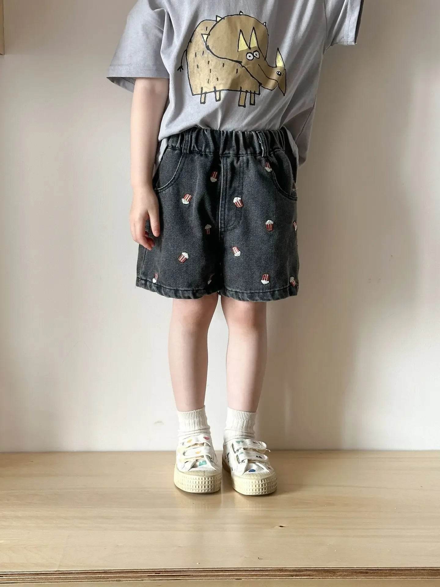 Fashion Cartoob Print Denim Kids Shorts Girls Pants Summer 2025 New Boys Summer Clothes Baby Loose Casual Pants - AIAZ