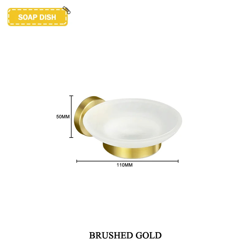 Brushed Gold Stainless Steel Wall Mount Towel Bar Towel Ring Paper Holder Bathrobe Hook Toilet Brush Bathroom Accessories