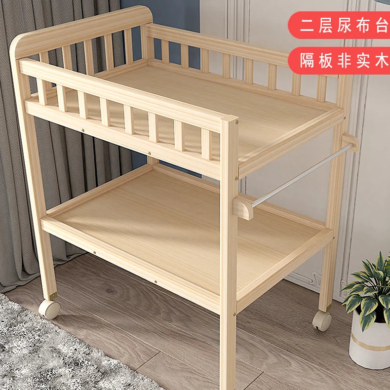 ZZ solid wood diaper changing table mobile care bath massage multi-functional baby newborn changing table