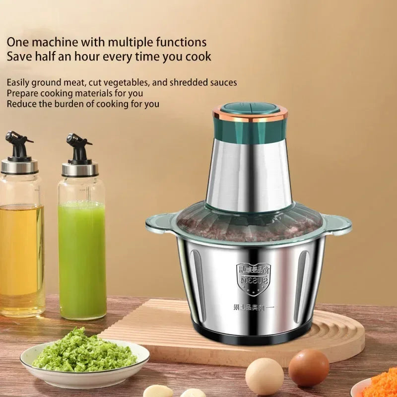 Kitchen household electric meat grinder stainless steel stuffing minced vegetables minced meat mincer small garlic chili cooker
