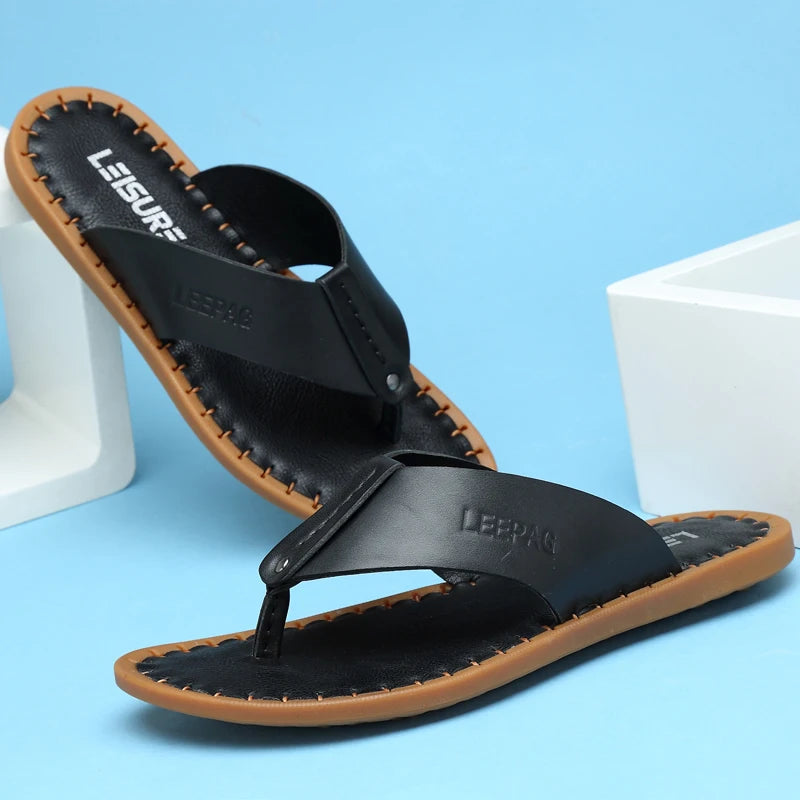 2024 Hot Selling Summer Anti Slip Men's Flip Flops Beach Camping Shoes Men's Home Flat Shoes High-quality Handmade Soles