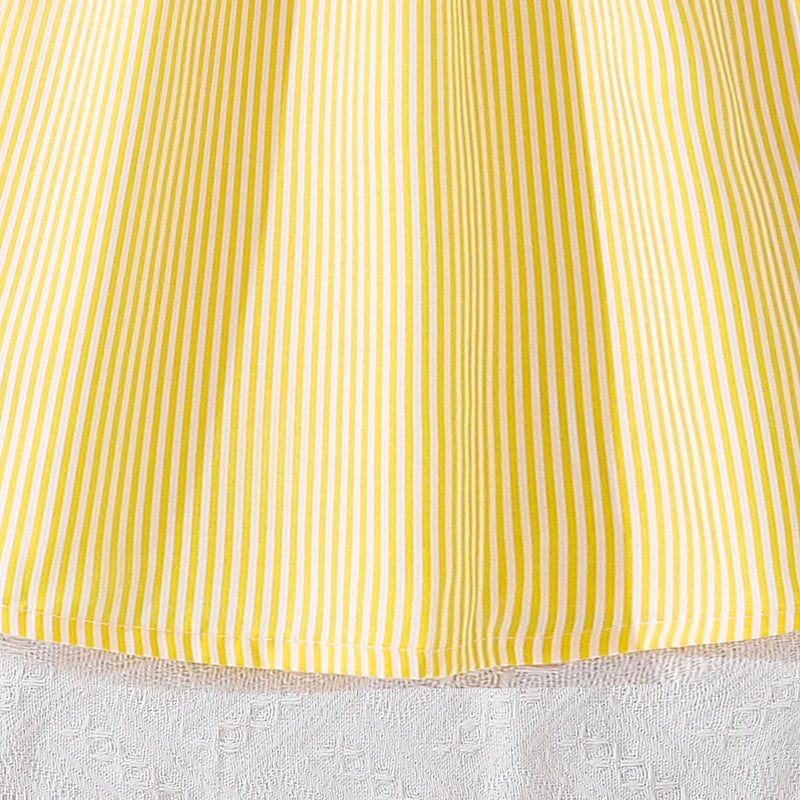 Girl Dress Summer New Light Blue Stripe Ruffled Sleeveless V-Neck Dress Elegant Cute Daily Casual Vacation Preppy Style Outifits