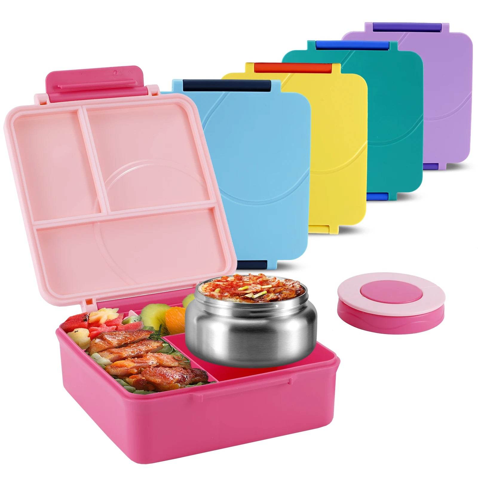 Four-Grid Lunch Box With Insulated Soup, For Teenagers And Workers At School, Canteen, Back School - AIAZ