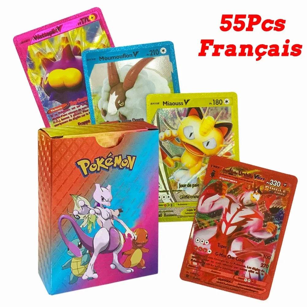 27-110pcs Pokemon Cards Pikachu Gold Silver Black Colorful Vmax GX Vstar Spanish English French German Collection Card Toys Gift - AIAZ