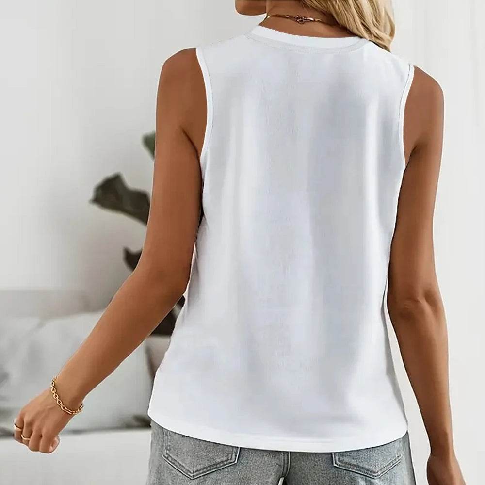 Women's Top New 2025 Casual Loose Pulover Graphic Print Tank Top Sleeveless Casual Top For Summer & Spring Women's Clothing - AIAZ