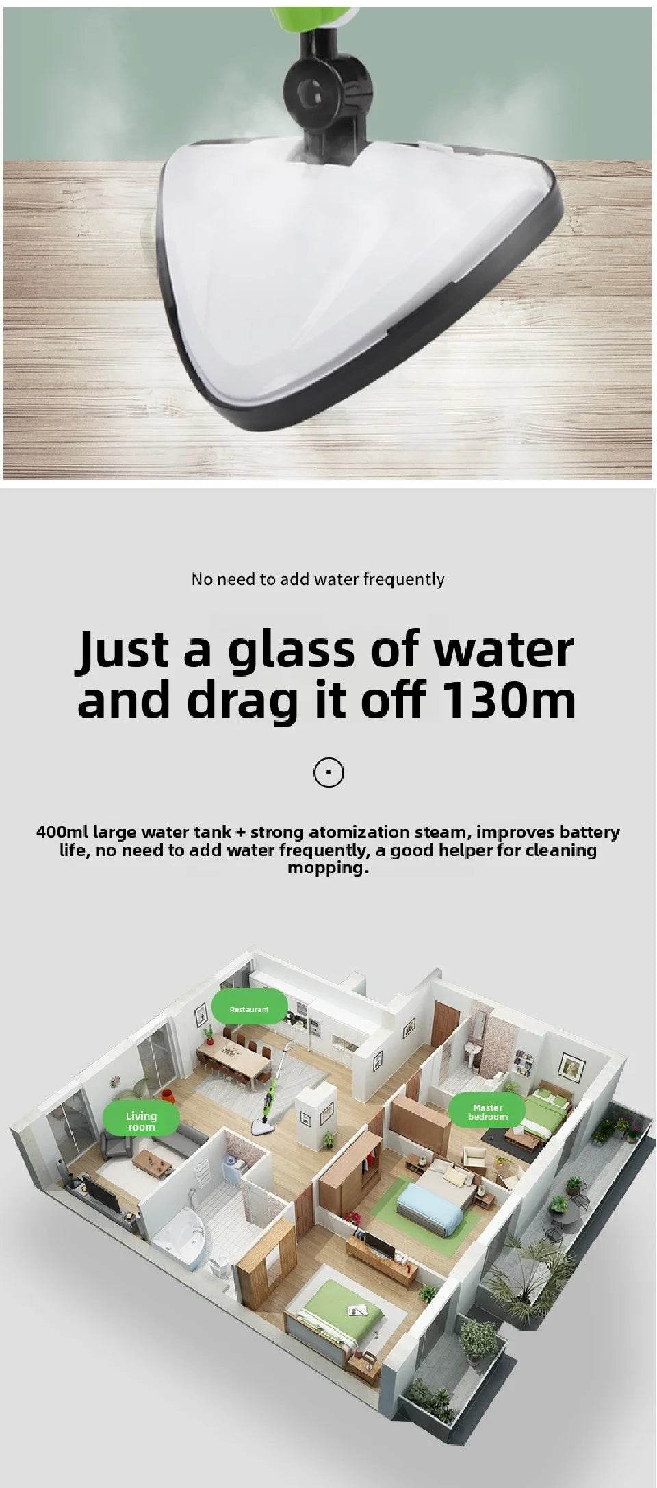 Steam Cleaner Super Large Water Tank High-temperature Sterilization Cleaner Household Mop - AIAZ