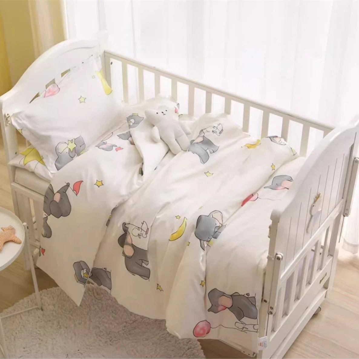 Without Filling 3Pcs Baby Nursery Crib Bedding Set Duvet Pillow Covers Cotton Sheet Include Duvet Cover Pillowcase Sheet