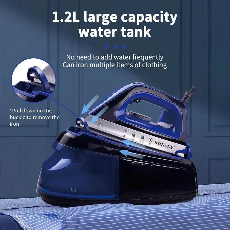 Portable 360-Degree Freestyle Dry/Steam Iron, Non-Stick Soleplate, Anti-Calc and Anti-Drip, Power Base and Carrying/Storage Case - AIAZ
