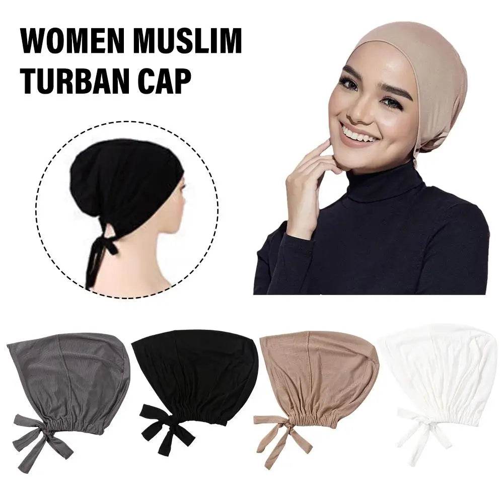 Womens Muslim Stretch Turban Cap Soft Modal Muslim Hat Headscarf Inner Turban Underscarf Modal Hat Bonnet Chiffon Islamic H E4H1 - AIAZ