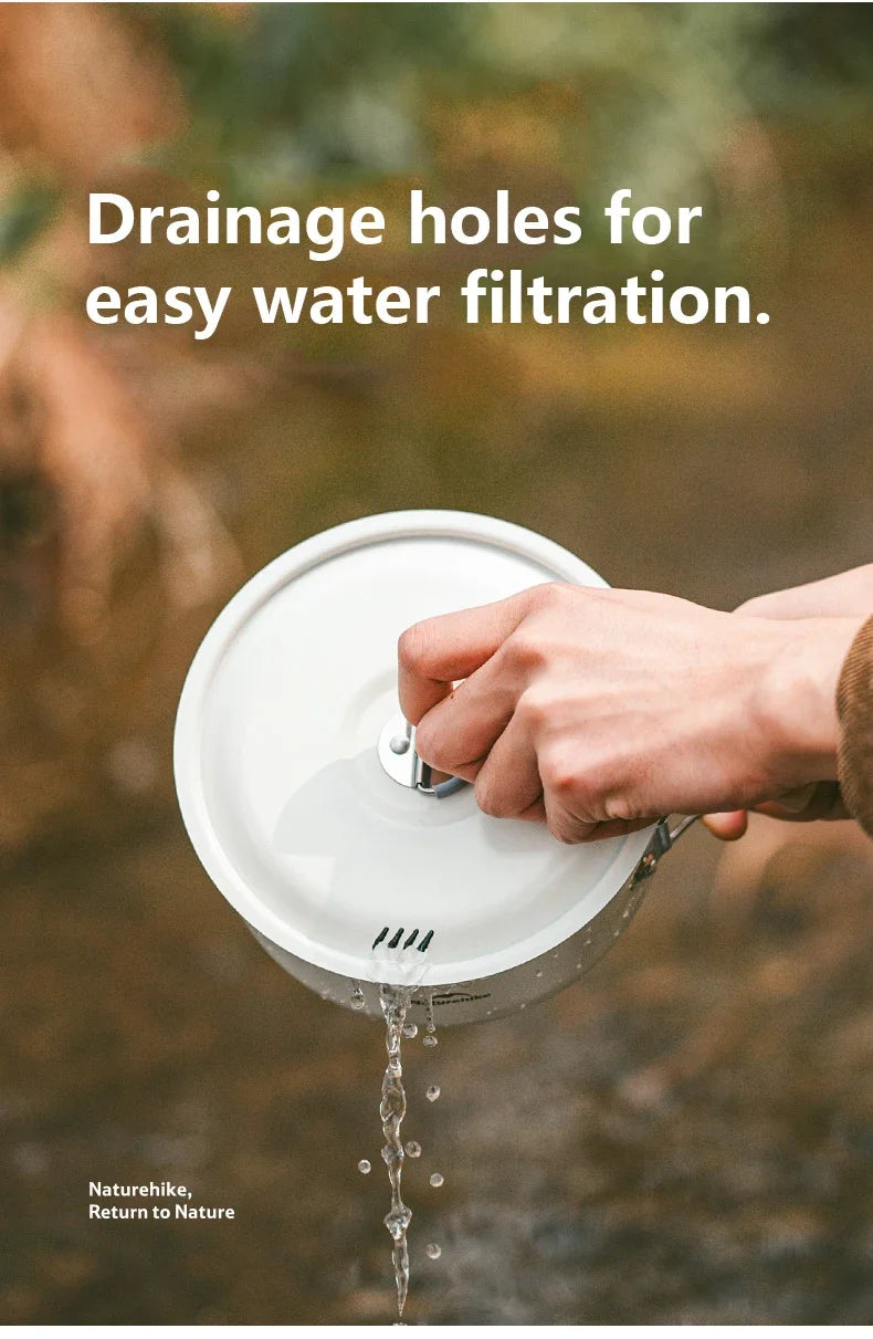 Naturehike Camping Cookware Ceramic Non-Stick Set Of Pots Outdoor Portable Tableware Kettle Frying Pan Cookset Kitchen Utensils