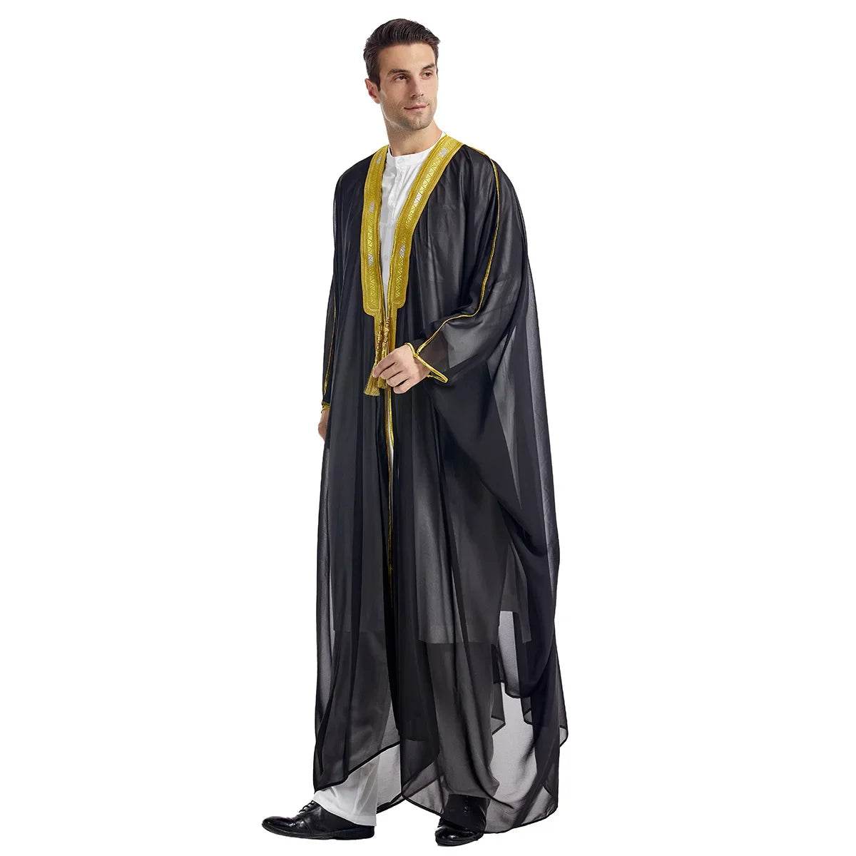 Islamic Clothing Men Robe Arabic Costumes Kaftan Muslim Man Moroccan Casual Long Dress Striped Middle East National Costume - AIAZ