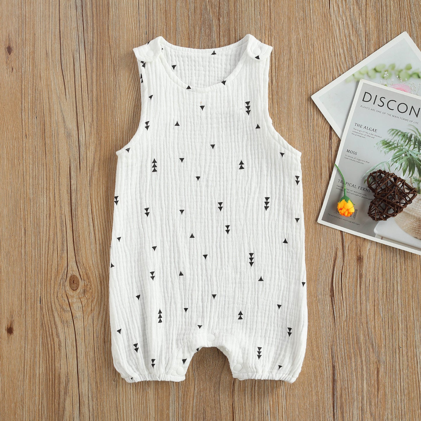 Summer Baby Boys Girls Sleeveless Romper Linen Fabric Cactus Print Playsuits Cotton Muslin Jumpsuits Children Overalls Clothing