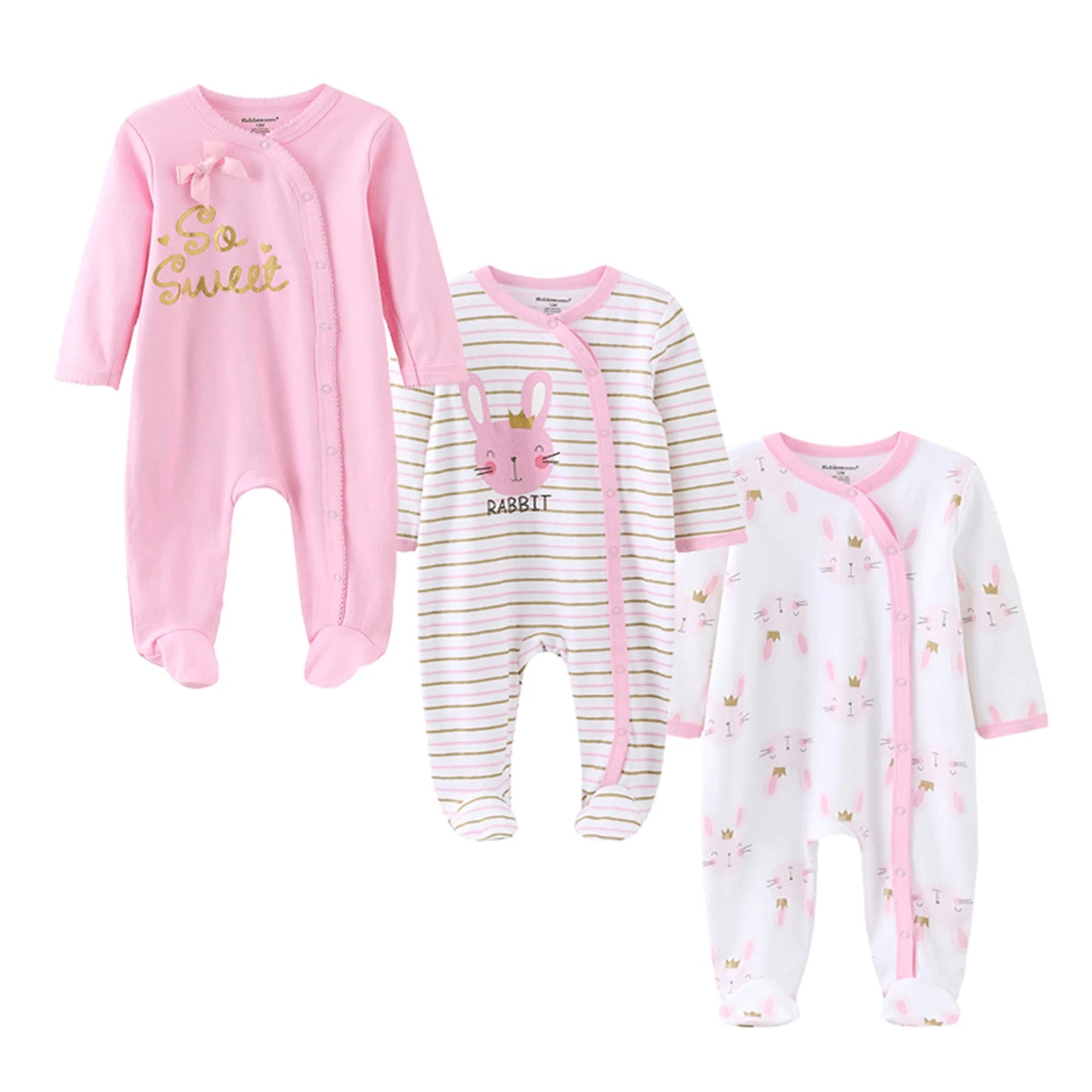 Kiddiezoom 3 Pcs/Lot Autumn Winter Unisex Cartoon Long Sleeve Baby Boy Girl Romper 100%Cotton Soft Newborn Jumpsuits Clothing