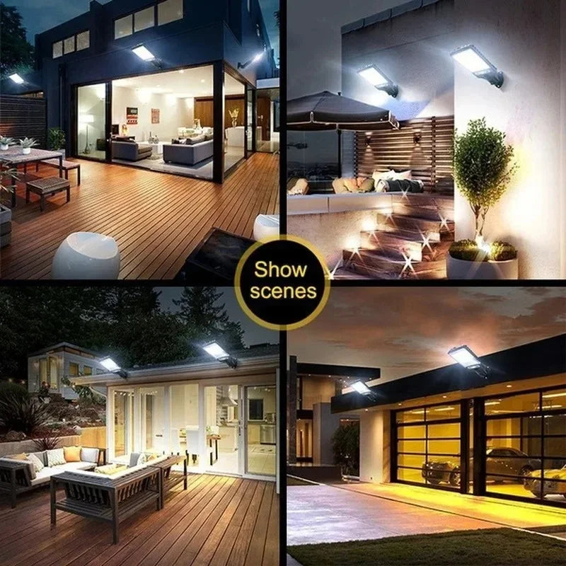 Solar Outdoor LED Wall Light with Human Body Waterproof 3modes Induction for Garden Terrace Garage Courtyard and Street Lighting