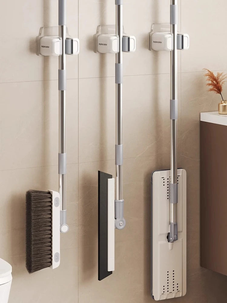 Mop wall hanging clip, no punching hook, bathroom, bathroom wall storage rack
