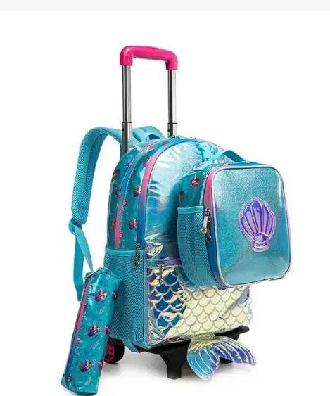 School Wheeled backpack Bag School bag with wheels Trolley Satchel bag Kids School Rolling backpack for girls School Trolley Bag - AIAZ