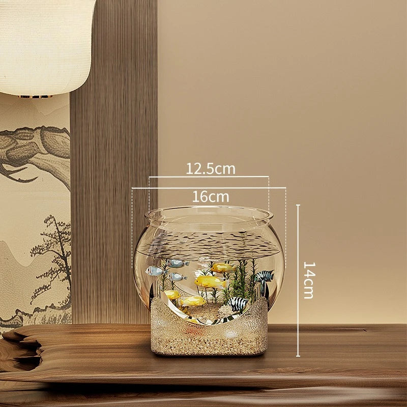 Plastic Sturdy Nicely Betta Fish Bowl Small Aquariums for Small Ornamental Fish and Reptiles High Transparency Glass Good View