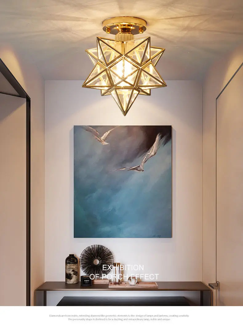 Lamps for Living Room Decor Five-pointed Star Ceiling Modern Balcony Corridor Porch Fashion Network Red Star  Ceiling Light