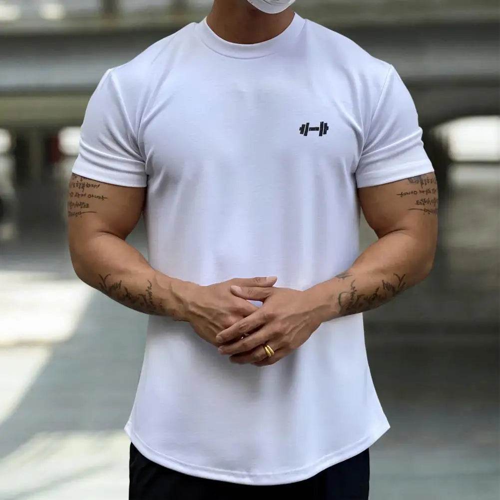 2025 Men T-shirt Male Sports Gym Muscle Fitness T Shirt Blouses Loose Half Sleeve Summer Bodybuilding Tee Tops Men's Clothing - AIAZ