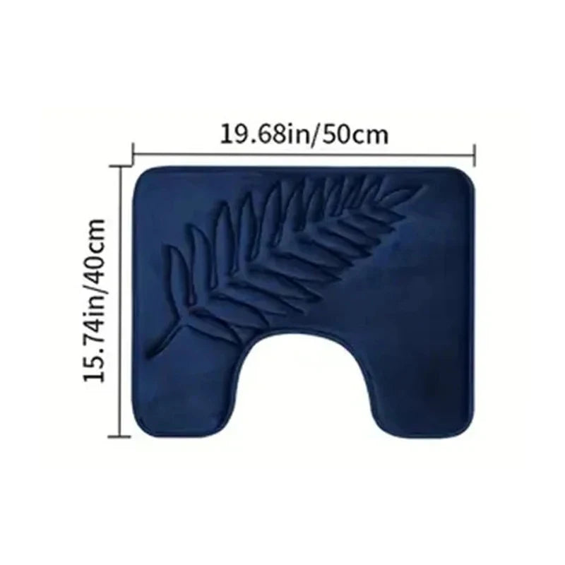 3 Piece Bathroom Mat Memory Foam Ultra Soft and Absorbent Leaf Bath Rugs Thick Washable For Bathroom Toilet Tub Mat Set