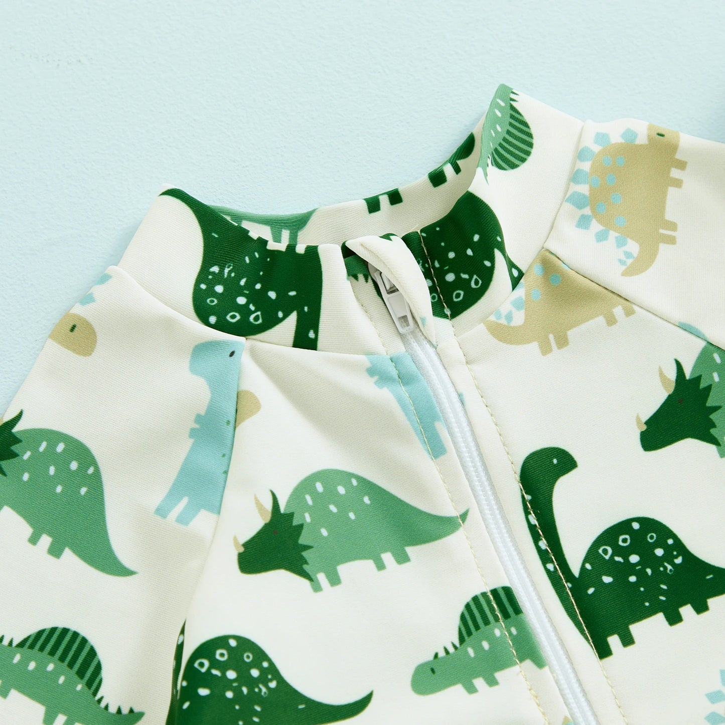 Infant Baby Boys Swimsuit Sun Protection Bathing Suit Toddler Short Sleeve Animal Print Zipper Swimwear + Hat Children Beachwear