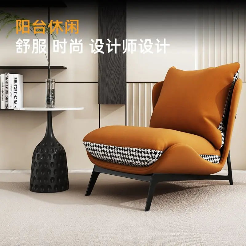 Italian Luxury Light Sofa Chair: Trendy Lazy Lounger, Ideal for Small Living Rooms & Balconies