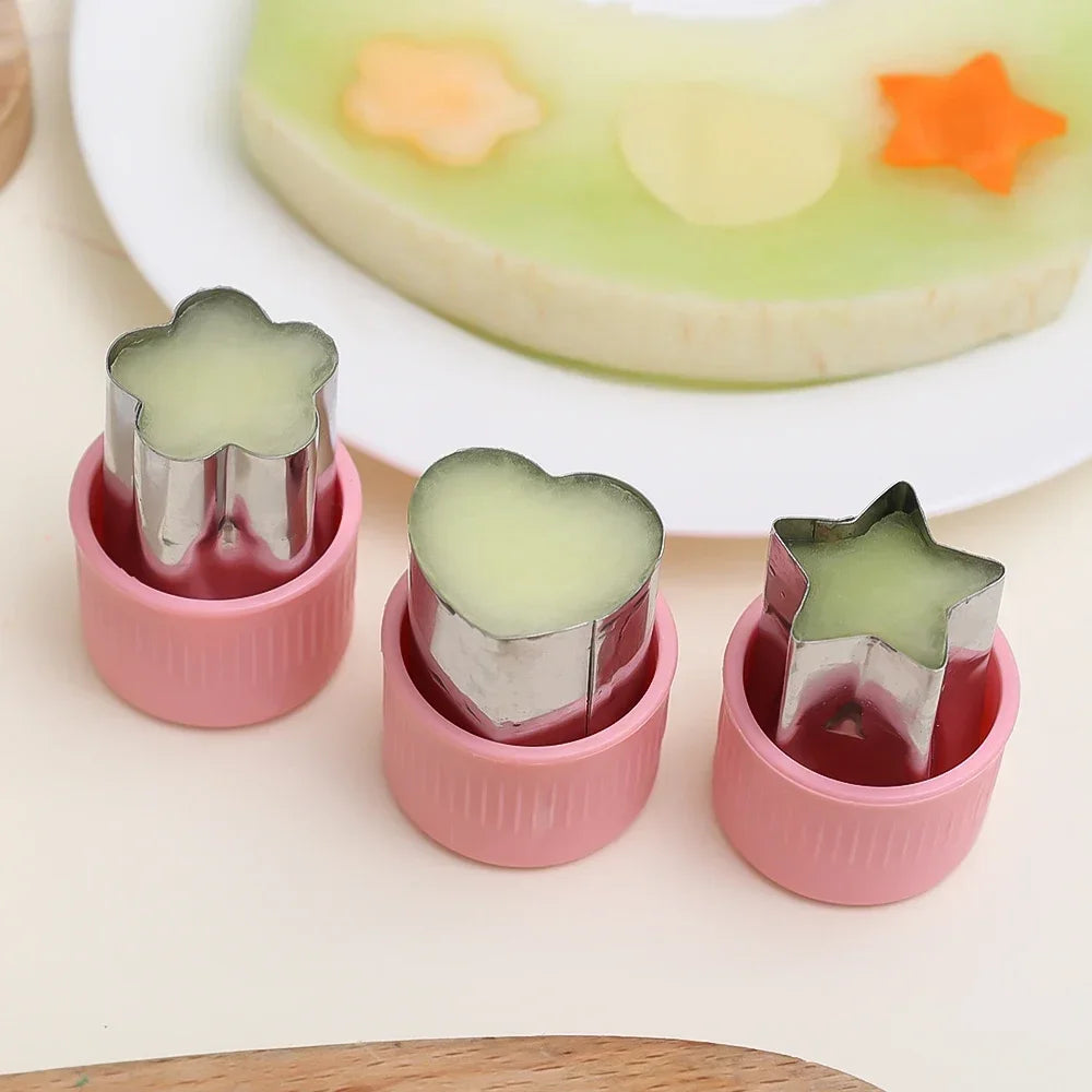 6/3PCS Vegetables Fruit Embossing Cutting Mold New Star Heart Flower Shape Stainless Steel Cutter Plastic Handle Kitchen Gadgets