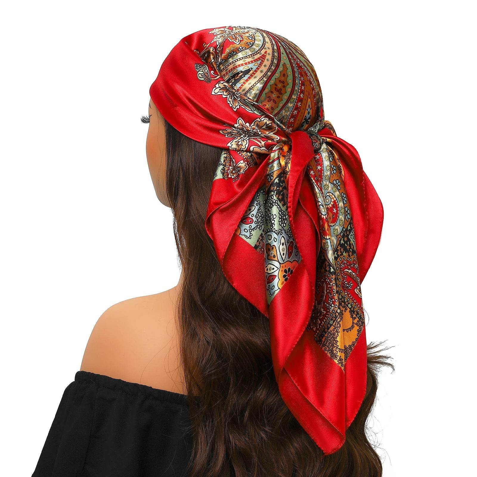 Head Scarf Women Luxury Brand Square 90*90cm Silk Foulard Satin Bandana Cheveux Soft Neckerchief Hijab Hair Scarves For Ladies - AIAZ