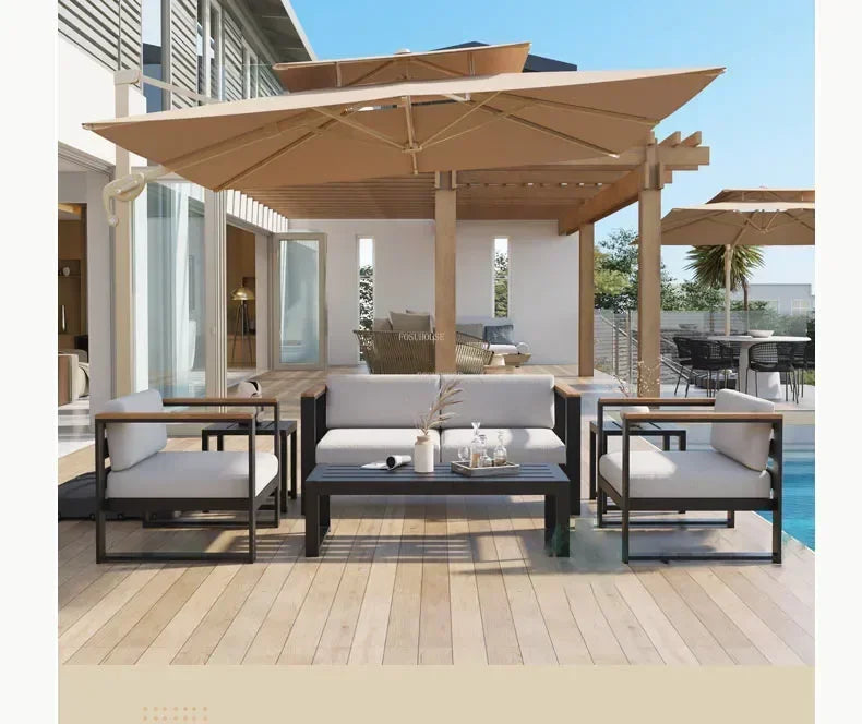 Aluminum Alloy Garden Sofas Waterproof Sunscreen Outdoor Furniture Home Courtyard Balcony Garden Sofa Coffee Table Combination L