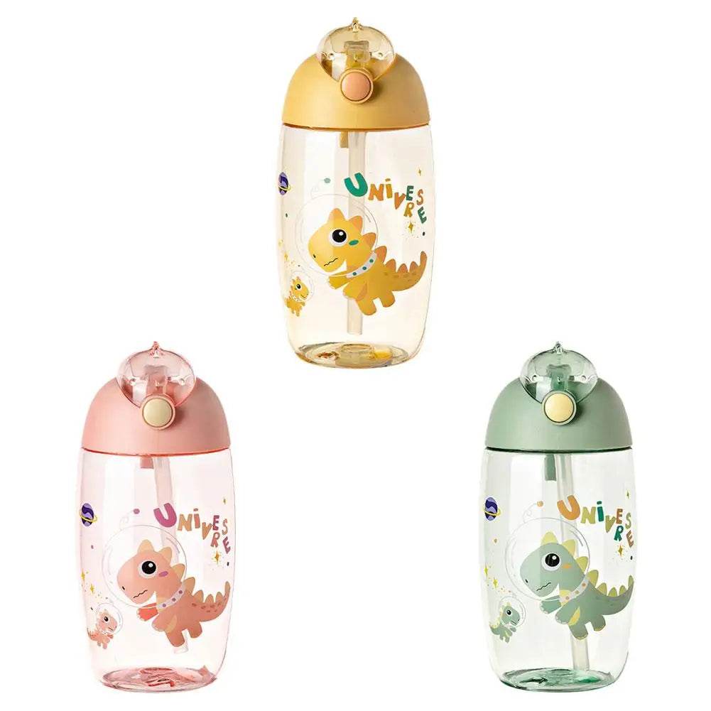 500ml Children's Dinosaur Water Bottle With Silicone Straw Leak Proof Plastic Water Bottle Summer Children's Water Cup - AIAZ