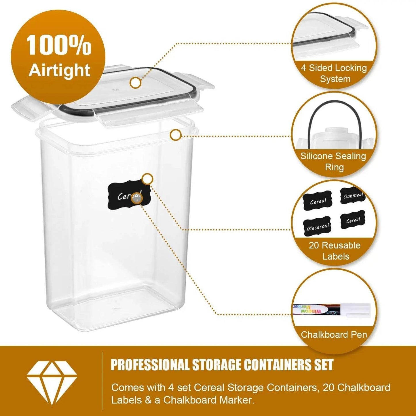Kitchen 7pcs Food Containers Set BPA Free Plastic Airtight Storage Box With 10stickers and Pen - AIAZ