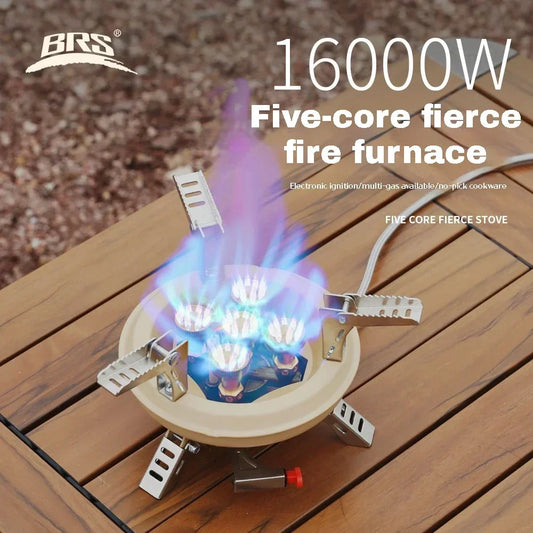 BRS-201A Camping Gas Stove Travel High Pressured Camping Burner Windshield Butane Gas Burner With Piezo Ignition Gas Stove