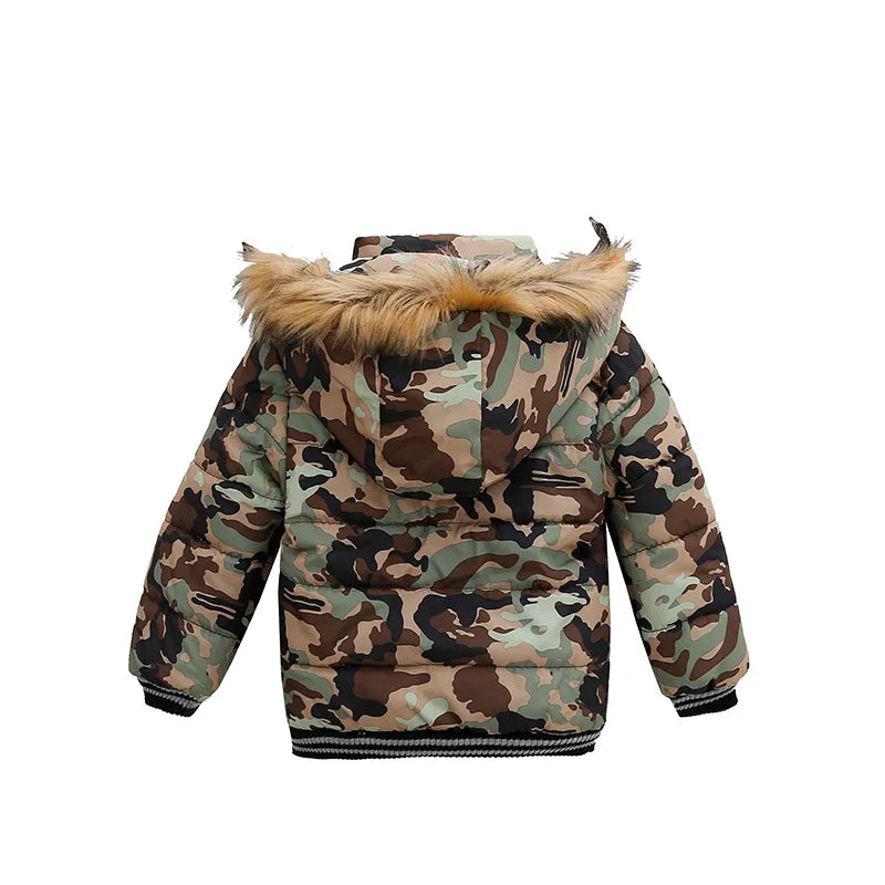 Autumn Winter Boys Jacket New Keep Warm Baby Coat Hooded Zipper Fashion Fur Collar Boys Outerwear 2 3 4 5 6 Years Kids Clothes