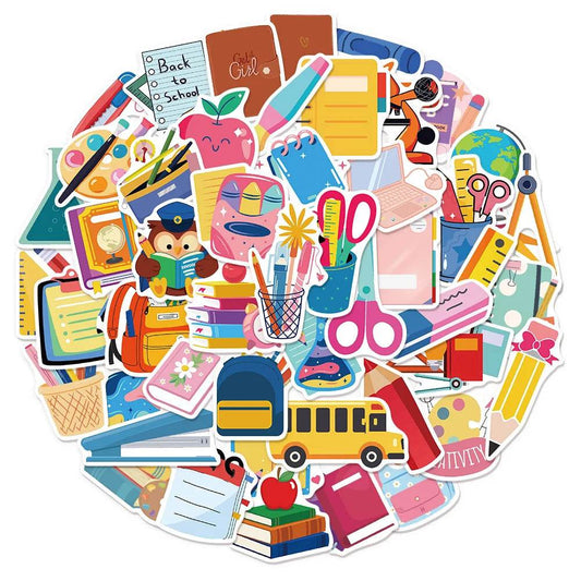 50PCS Back to School Student Supplies Graffiti Stickers DIY Luggage Speaker Water Cup Notebook Waterproof Stickers - AIAZ