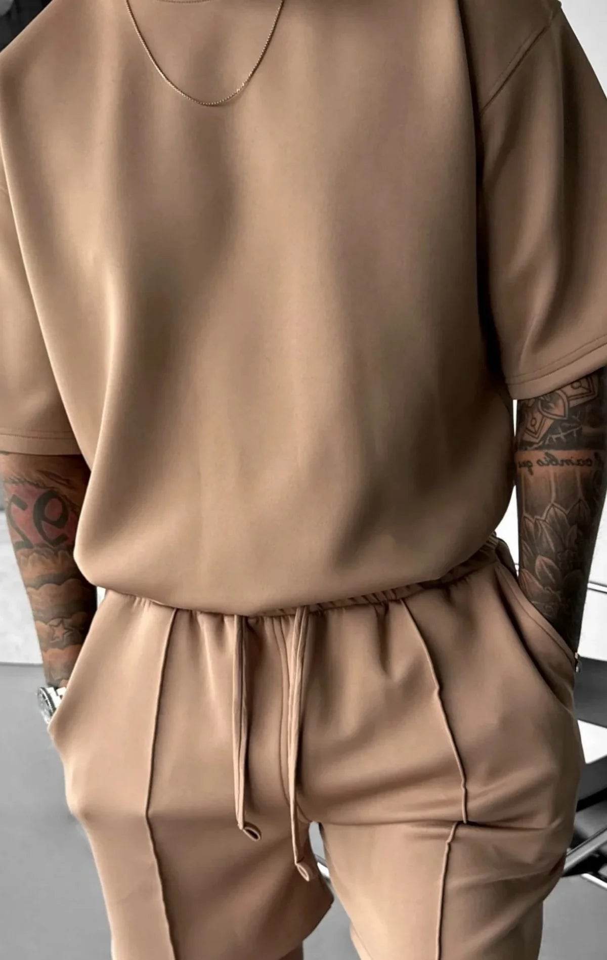 Men 2025 summer fashion sports design sense simple casual solid color quick drying short-sleeved T-shirt trend clothes - AIAZ