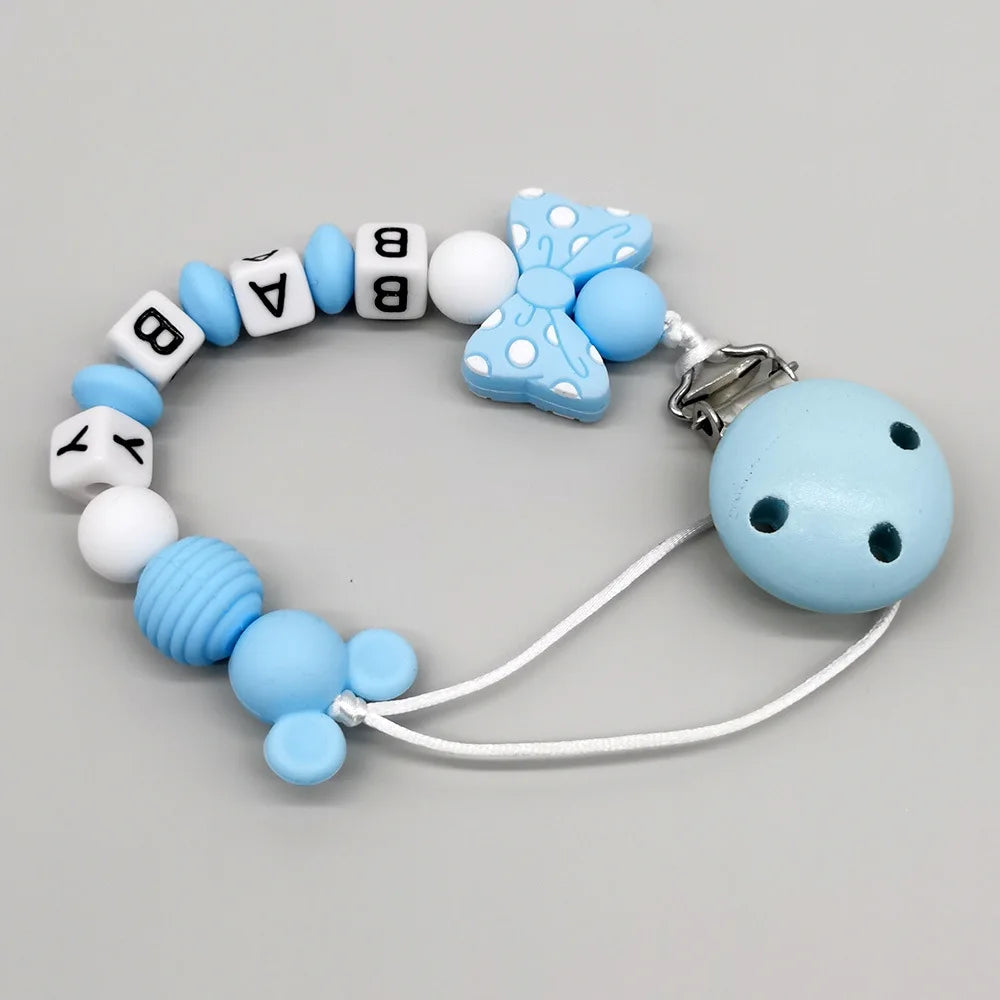 Baby Pacifier Clip Personalize Name Custom Newborn Dummy Nipple Holder Chain Babies Accessories Pendant Teething Toys Chew Gifts