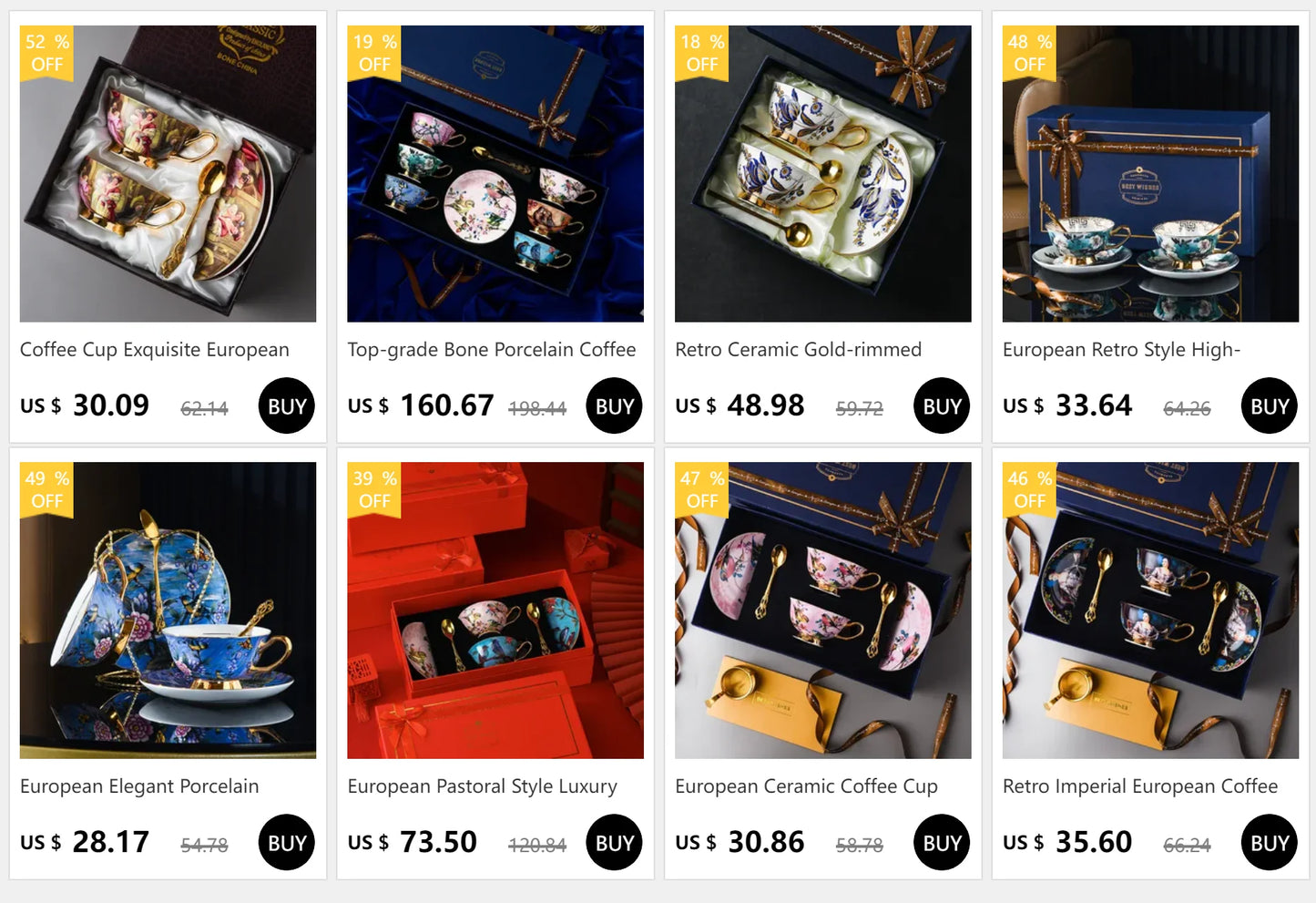 Retro Imperial European Coffee Cup Set Porcelain Tea Sets Luxury Gift Bone China Ceramic Cafe Wedding Decoration Drinkware