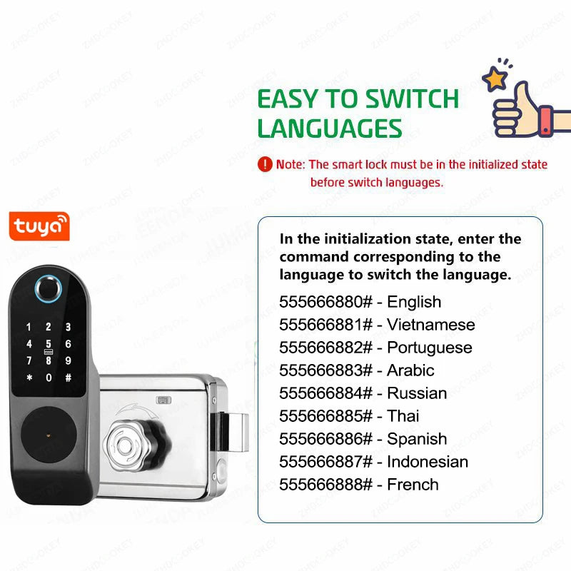 Security Home Gate Door Keys Entry RFID Card Code Password Tuya Wifi TTlock Smart Door Lock Digital Double Side Fingerprint Lock