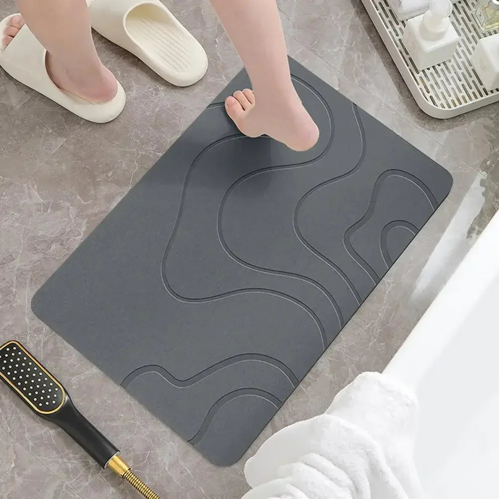 Absorbent Stone Bath Mat Toilet Door Non-slip Mat Entryway Rugs Bathroom Rugs FloorMat Quick Drying Diatomite Stone Shower Mats