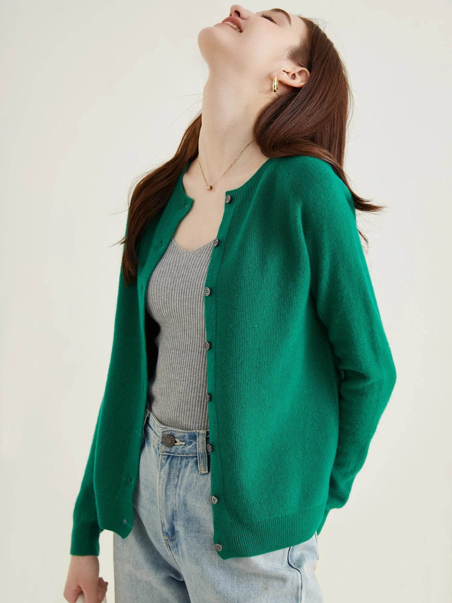 Knit Cardigan for Women Sweater Woman Long Sleeve Top 100% Wool Cardigans Sweaters Vintage Coat Knitwears Jacket Female Clothing - AIAZ