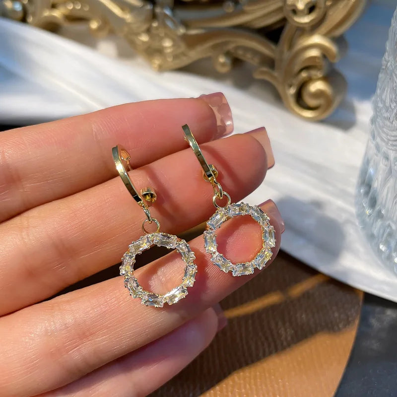 New High-end Atmosphere Decoration Shine Fashion Women Temperament Personality Exaggerated Earring Wedding Jewelry Birthday Gift