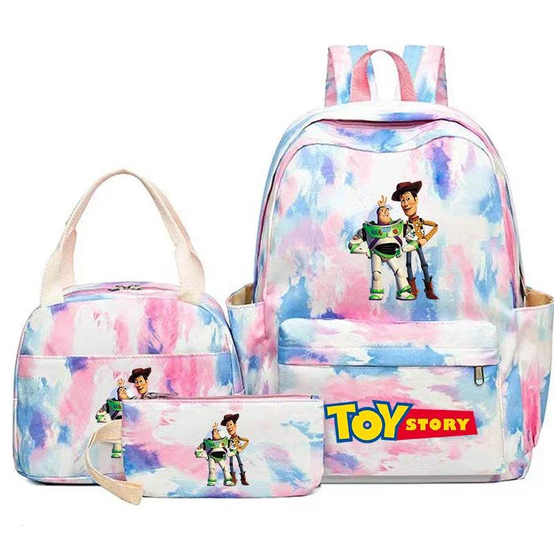 Toy Story Colorful Backpack Set With Tote and Pouch Large Capacity Lightweight And Breathable Outdoor Knapsack School Bags - AIAZ