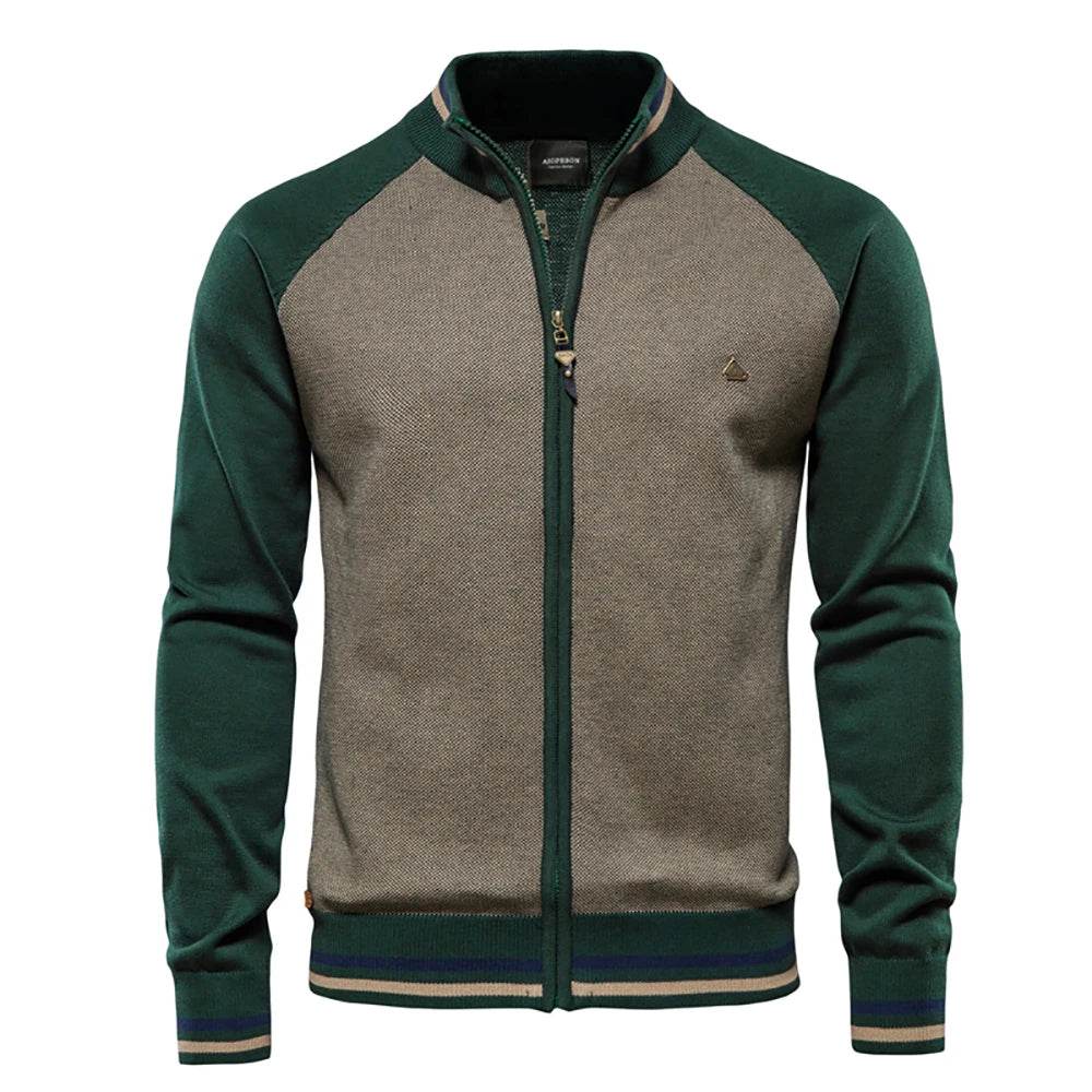 AIOPESON Spliced Cardigan Men Streetwear Casual High Quality Cotton Sweater Men Winter Fashion Brand Cardigans for Men - AIAZ