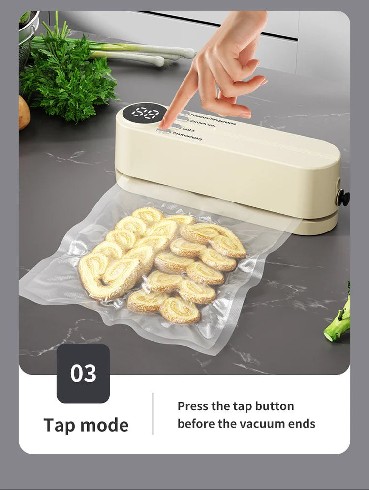 2-in-1 Vacuum Sealer with USB-Rechargeable Portable,with 3 modes vacuum sealant, for fruits, meat, etc. to keep fresh