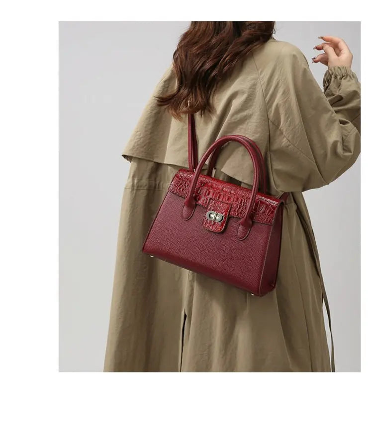 Embossed Handbag for Women 2025 New Fashionable Spacious Soft Leather Woven Rope Shoulder Hand Carry Crossbody Bag
