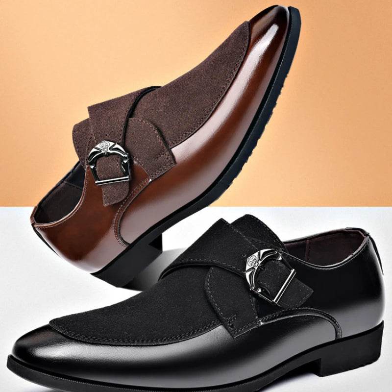 Casual Business Shoes for Men Point Toe Men Dress Buckle Shoes Luxury Men's Wedding Formal Shoes Derby Party Oxford Footwear - AIAZ