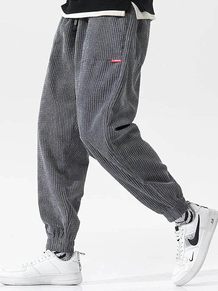 Baggy Corduroy Jogger Pants Men Tech Fleece Sweatpants Man Autumn Winter Casual Harem Pants Male Sport Thermal Trousers - AIAZ