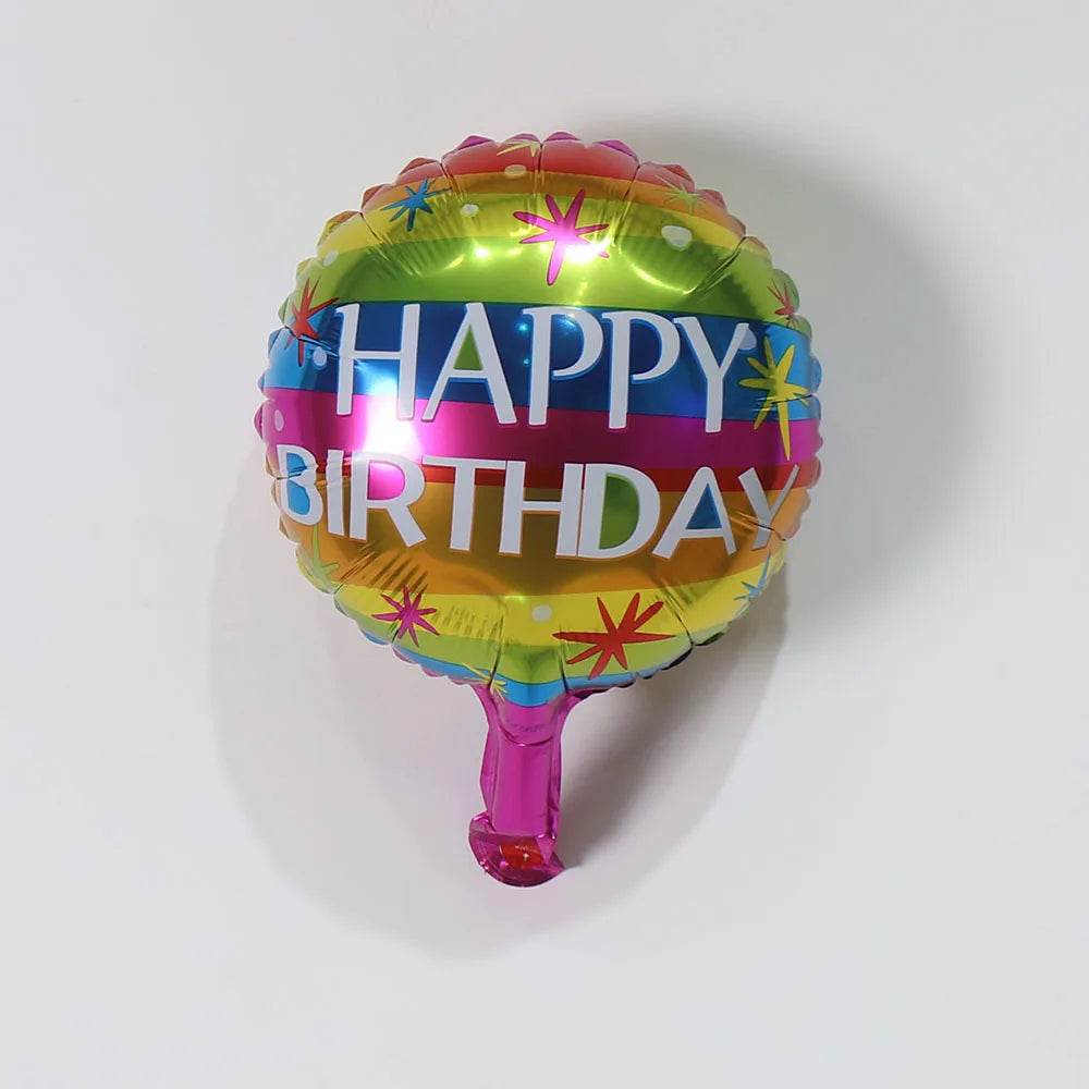10pcs 10 Inch Birthday Theme Foil Balloons Round Air Inflatable Ballon Kids Toys Happy Birthday Party Decoration Baby Shower - AIAZ
