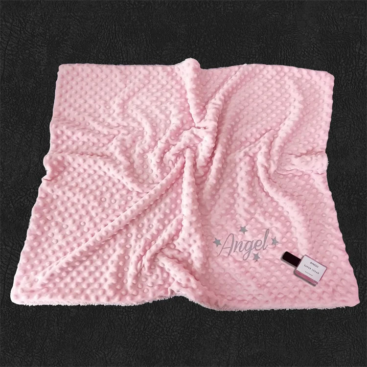 Personalized Bubble Minky Fleece Baby Blanket with Name DIY Custom Toddler Crib Stroller Blanket For Newborn Baby Birthday Gift